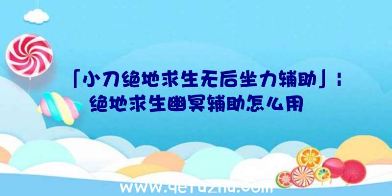 「小刀绝地求生无后坐力辅助」|绝地求生幽冥辅助怎么用